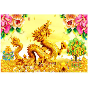 Tranh đính đá toàn bộ Rồng Vàng Ban Phước