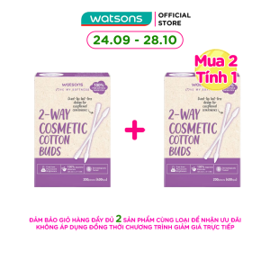 Tăm Bông Trang Điểm 2 Đầu Watsons 2 Way Cosmetic Cotton Buds 200cây