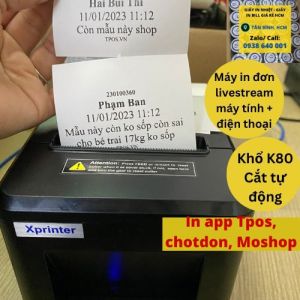 Máy In Bill Livestream Facebook Cho Phần Mềm Tpos - Chốt Đơn Trên Điện Thoại và Máy Tính (Tân Bình HCM)