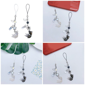 สายเชือกคล้องข้อมือโทรศัพท์หลากสีลายดาวปลา Kois สายคล้องโทรศัพท์ DIY พวงกุญแจแฮนด์เมดกระเป๋าเป้สะพายหลังอุปกรณ์เสริมสำหรับโทรศัพท์