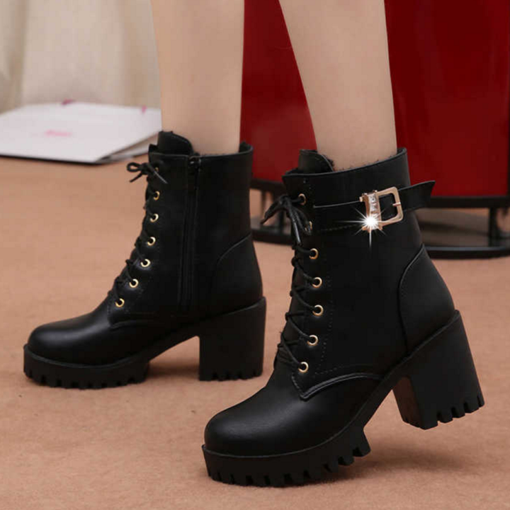 TOFASHIONS Leather Boots for Women Martin Boots Women Korean Style