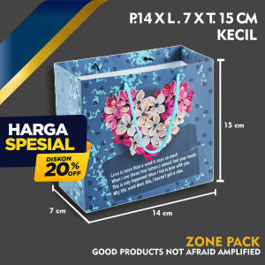 Paper Bag Motif Buket Bunga | Paper Bag Flower | Paperbag karakter Hadiah Biru | Tas Kado Souvenir Cake Ulang Tahun | Paper Bag Wedding Gift