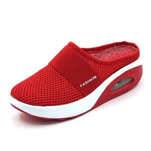 [Free Shipping] Summer Slip-On WomenS Shoes No-Heel Design Comfortable And Easy To Wear Available In Large Sizes With Thick Soles Breathable Mesh Upper And A Half-Slipper Style