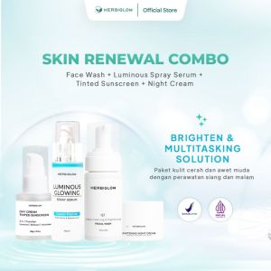 HERBIGLOW - FACEWASH + LUMINOUS SPRAY SERUM +TINTED SUNSCREEN + NIGHT CREAM (BPOM)