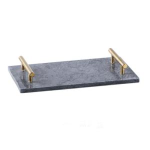 GREY MARBLE TRAY WITH GOLD HANDLE
