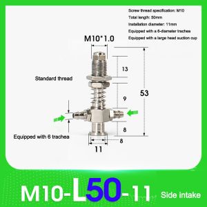 OUREAL 1Pcs M10 Giá đỡ cốc hút chân không Lỗ hút gió bên hông Loại T Giá đỡ chân đế hút chân không M10-L45 đến M10-L110 Thanh hút chân không Phụ kiện máy thao tác khí nén