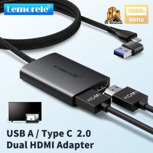 HD10 Lemorele USB-A USB-C Adapter Type-C/USB-A 2.0 To Dual HDMI 1080P 60Hz