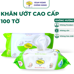 1 gói khăn ướt cao cấp Max Cool 100 tờ - Hồng có hương Xanh lá không hương