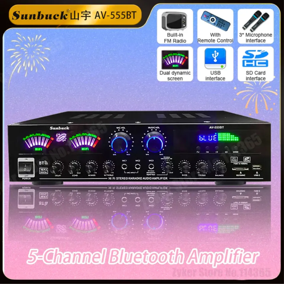 COD Sunbuck AV-555BT Ampli Amplifier Bluetooth Karaoke rumahan