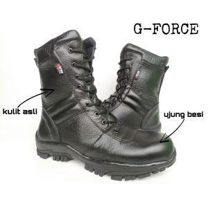 Sepatu PDL Jatah GFORCE Kulit Sapi Asli Hitam Resleting Pria Kerja Lapangan Tactical BandungFootwearID