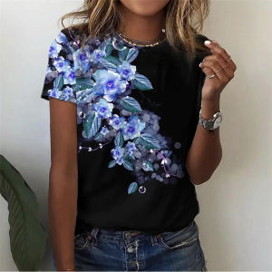 [Local Stock] ZEEMIN Summer Floral Plants Pattern T-Shirts Flower 3D Print Womens O-Neck Short Sleeves T Shirt Y2k Harajuku Tees Top Female Clothing