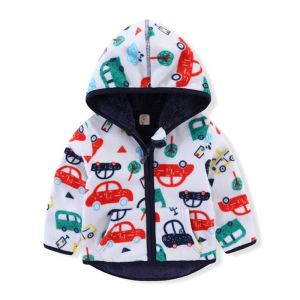 Warm Fleece Jacket for Kids 2-6T Autumn Winter Outwear Cartoon Print Baby Coat Boys & Girls Childrens Clothing New2026