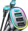 Car Charger USB C Adapter 45W 4-Port USBC Car Charger for iPhone 16 Fast Charging. 