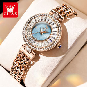 OLEVS watch for women original imported relo for women water proof luminous full dial with diamond design stainless steel quartz stylish and elegant watches for women