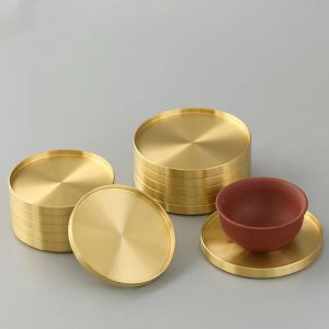 Brass Tea Coaster Saucer Traditional Chinese Tea Ceremony Accessory Heat-Resistant Insulation Pad for Cups & Teapots | Elegant Household Tea Set Spare Part