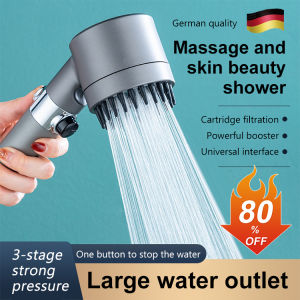 ✨🚿 German Massage Multi-Function Shower Head Set Adjustable Pressure Waterproof Detachable With Silicone Filter Anti-Slip Soft Design Energy-Saving Effortless