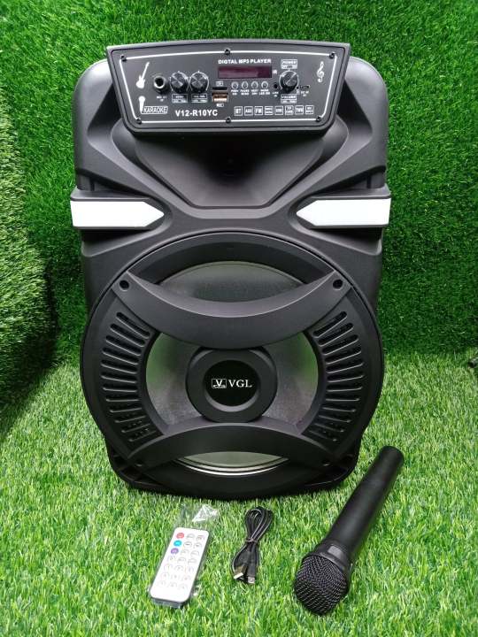 FREE Microphone】VGL 12inch Portable Rechargeable Bluetooth