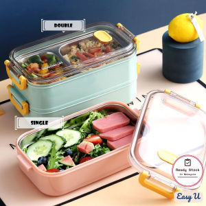 304 Stainless Steel Insulated Lunch Box Food Storage Container Sealed Airtight Bento Bekas Makanan(800ML/1600ML)
