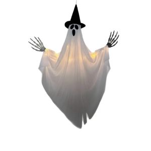 ELITEYA Creepy Wizard Hat Ghost Hanging Spooky Glowing White Ghost Home Decoration Decorative LED Ghosts Haunted House
