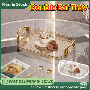 Light Luxury Food Tray Tea Coffee Table Tray Nordic Morandi Elegant PVC Multipurpose Double Ear Tray