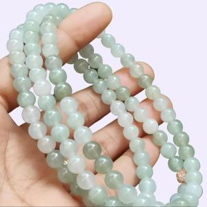 108 * 6.3 mm round beads - 98% Perfect - on Hight Quality Natural Type A Jadeite Jade as bracelet necklace certificate weighs 50.76 grams (bracelet35)