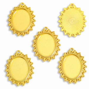 5pcs 6 Colors Necklace Pendant Setting Cabochon Base Tray Bezel Blank Fit 25*18mm oval Cabochons Jewelry Making C119