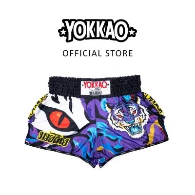 YOKKAO Angry Tiger XS-2XL กางเกงมวยผ้าซาตินพรีเมียม ดีไซน์สุดคูล งานปักพิเศษ เคลื่อนไหวคล่อง เอวยางยืด ทนทาน กางเกงมวยไทยสำหรับซ้อมและแข่งขัน