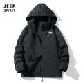 Jeep Spirit Solid Color Waterproof and Wear-resistant Jacket Spring and Autumn New Outdoor Single-layer Thin Mountaineering Suit Windproof and Breathable Couple Trench Coat Jacket Casual Coat. 