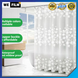 PEVA Shower Curtain Anti-Mould Mildew Resistant Waterproof Anti-Bacterial Water Repellent for Shower Bath with Shower Curtain Hooks