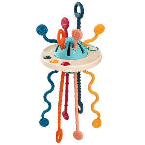 LiKee Montessori Toys for Baby 1+ Years OldUFO Pull String Activity Sensory Toys for Toddlers 1-3 Silicone Baby Teething Strings Travel Toy for 18+ Months Gift   for Baby Shower Infants Car Seat High Chair (Bright Colors) end