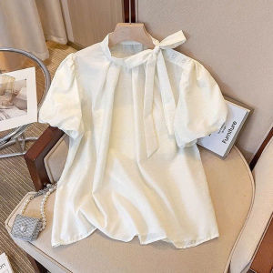 [KÈM ẢNH THẬT] Áo Sơ Mi Cộc Tay Nữ Cổ Dây Nơ Đính Cúc Basic 3 Màu Thời Trang Áo Sơ Mi Mềm Mịn Thoáng Mát Mùa Hè A032