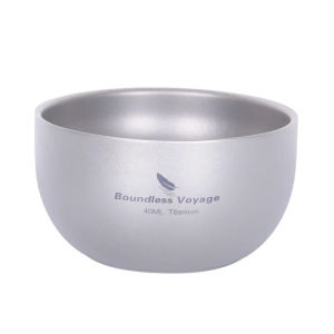 Boundless Voyage Titanium Double Wall Cup  ถ้วยชาถ้วยสาเก Outdoor Camping Mug Cof ถ้วยน้ำหนักเบา Drinkware 40Ml