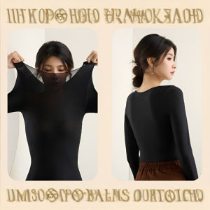 [Self-Heating Thermal Underwear]  Ultra-thin thermal underwear  Autumn/Winter long-sleeved crew neck seamless elastic base layer skin-supporting garment