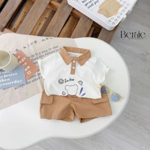 Đồ bộ Polo cho bé trai áo thun cotton quần kaki vintage hàn quốc 1 đến 7 tuổi Bernie kids