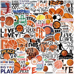 50pcs No duplicates Basketball sticker Sport Stickers Waterproof Dunk Stickers Decals for Water Bottle Guitar Scrap DIY Luggage Scrapbook Laptop Fridge Phone notebook sticker dd180