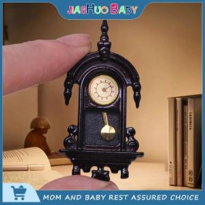 JiaShuo Baby Toy 1 12 Dollhouse Vintage Simulation Wall Clock Model Doll Home Clock Living Room Decor Toy Dolls House Micro Scene Accessories