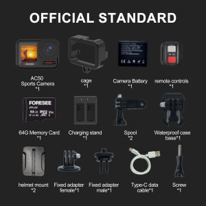 Roadjoy AC50 Action Camera 4K60fps กล้องแอคชั่น  หน้าจอคู่ กล้องแอคชั่น กันน้ำสำหรับ Vlogกล้องติดรถยนต์ขี่มอเตอร์ไซค์เล่นตกปลานอกชายฝั่งการเดินทางกีฬา