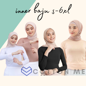 Inner baju lengan panjang inner perempuan muslimah kain lembut memeri plus size