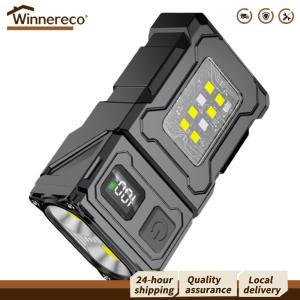 【Winnereco】 COB SMD Mini Keychain Flashlight USB ชาร์จหมวกคลิปแสง 1200mAh พวงกุญแจ LED พวงกุญแจหมุนได้สำหรับการวิ่งกลางคืน