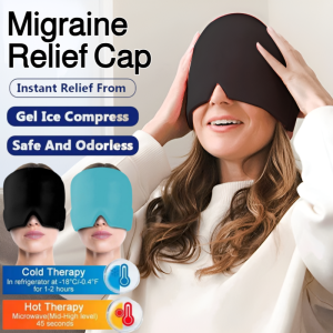 เจลบรรเทาอาการไมเกรน หมวกเจลบรรเทาอาการปวดหัวไมเกรนแบบใช้ซ้ำได้ ถุงน้ำแข็งแก้ปวดหัวไมเกรนร้อนและไข้ ถุงน้ำแข็งคลายความตึงเครียด หน้ากากตาร้อนเย็น นวดผ่อนคลายคลายเครียด