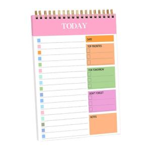 Productivity Planner Notebook Twin Coil Binding Daily Planner 104 Page Lined 5.5x8.66Inch For Daily Task Plan Management