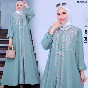 T & M - Shofiya Abaya 2 Layer Gamis Abaya Ceruty Babydoll Aplikasi Bordir Mewah Abaya Turkey Lebaran