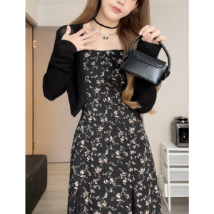 Woman Dress Rose Skirt Slim Floral Black Lace Suspenders Skirt Waist Slim New Dress Woman Camisole Dress
