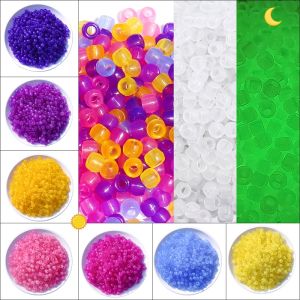 100Pcs Acrylic Big Hole Barrel Beads Luminous Spacer Beads UV Ultraviolet Color Changing Beads DIY Bracelet Necklace Earrings Accessories