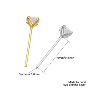 36Pcs/Pack 925 Sterling Silver Zircon Indian Nose Ring Nose Stud Nostril Piercing Body Jewelry Nose Piercing Body Jewelry