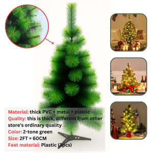 2FT/3FT Mini White Christmas Tree with Decor Set 2FT Christmas Tree PVC & Small Christmas Tree for Table - Mini Christmas Tree with Light Miniature Christmas Tree Stand Christmas Decorations Small Xmass Tree for Xmass Decoration Sale