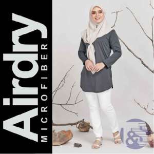 Airdry™️ Nur Collection Fiza Muslimah Round Neck Long Sleeve (Gray) FT1001