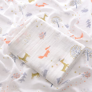 Muslin Baby Blanket Bath Towel 2-layer Bambbo Fiber Boys Girls Sleeping Cover Summer Thin Quilt