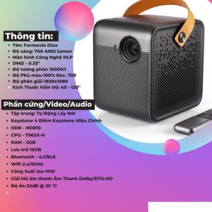 Máy Chiếu Xiaomi Formovie Mini Dice DLP 700 Ansi Bản Quốc Tế Pin 16000mAh