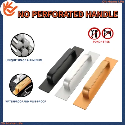 SG Stock Cabinet Door Handle Aluminum Alloy Cabinet Handle Sliding Door Handle Aluminium Alloy Black Door Handles Punch Free